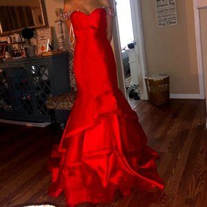 Red Jovani mermaid style Dress Size 2